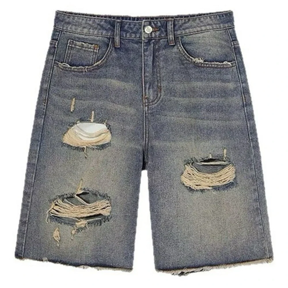 Streetwear Ripped Jorts Mid Low Waisted Hip Hop Bermuda Jean Shorts For Women 32